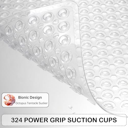 Non-Slip Bathtub Mat, 35 x 16.3 Inch Extra Large Shower Mat with Suction Cups