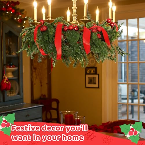 Janinka 6ft Artificial Greenery Christmas Garland for Chandelier Decor
