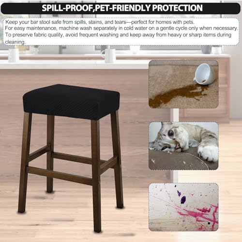 Waterproof Rectangle Bar Stool Covers - 2 Pack Stretch Seat Protectors