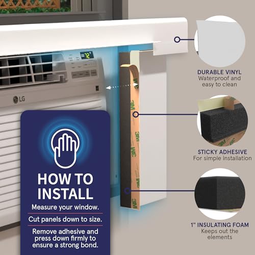 Window AC Unit Insulation Side Panels White 3-Piece Cover