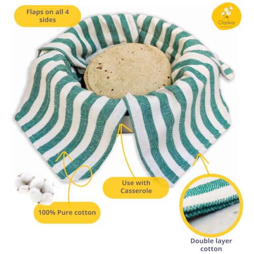Double Layer Cotton Roti Wrap Cloth with Flaps - Set of 2
