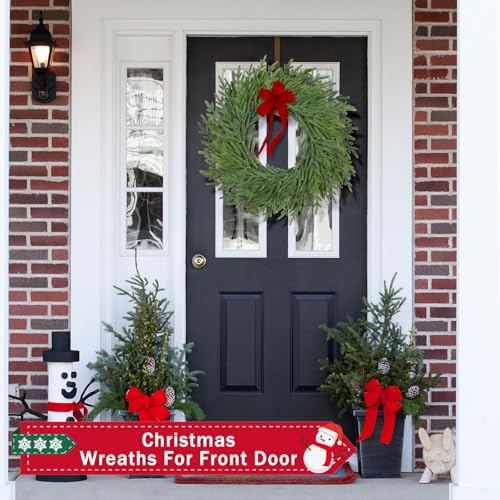 26-Inch Artificial Pine and Cedar Christmas Wreath for Front Door Decor
