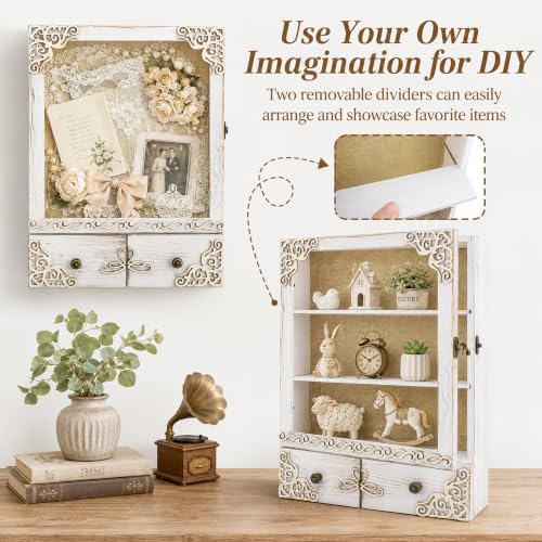 11x16 Lighted Shadow Box Frame with Shelves and Storage Drawers