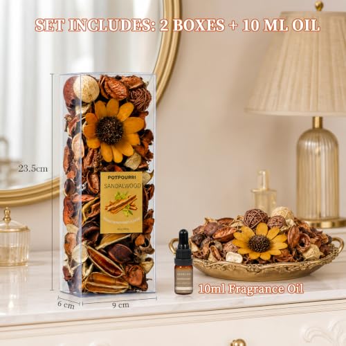 Sandalwood Scented Potpourri Bowl Filler with Essential Oil, 2-Pack