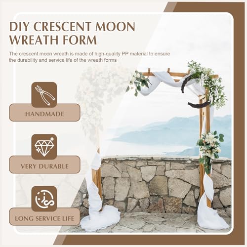 14 Inch Black Moon Wreath Base 3 Pack Faux Grapevine Crescent Forms