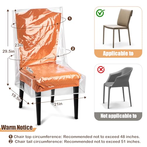 Clear Plastic Dining Chair Covers - 4 Pack Waterproof Seat Protectors