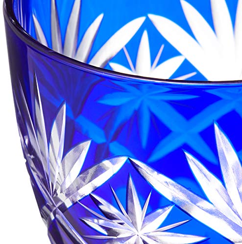 Lapis Red Edo Kiriko Glass Pair - Handcrafted Japanese Star Pattern Guinomi