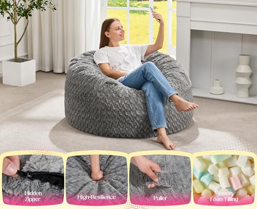 3-in-1 Convertible Bean Bag Chair and Lounger with Memory Foam Filling