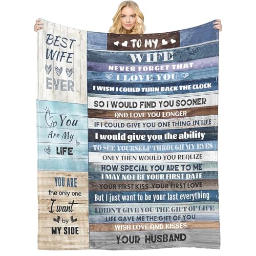 Menghao 60x80 Blue Wife Blanket – Premium Soft Flannel Throw Gift for Wife