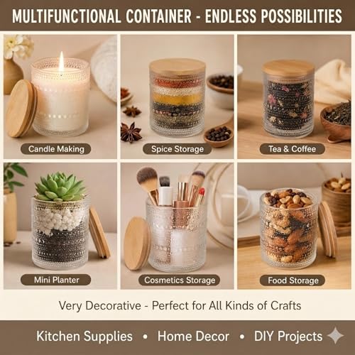 12-Pack 10 oz Thick Glass Candle Jars with Airtight Lids