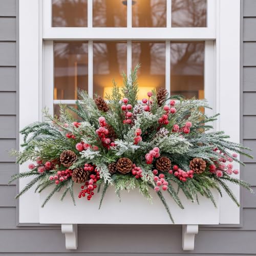 Cedar Branch Stem - Christmas Cedar Norfolk Snow Pine Outdoor Decor - 18Pcs