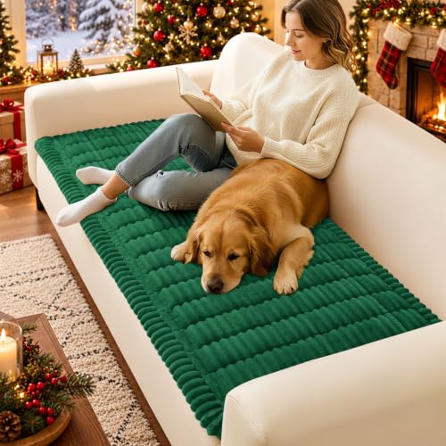 hyha Washable Plush Dog Couch Cover - Non-Slip Sofa Protector, Turquoise 27.6"x47"