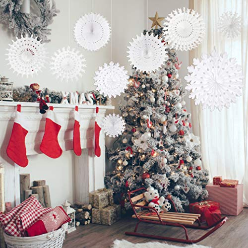 White Paper Snowflake Hanging Decorations (16 Pack) - Winter Party Decor