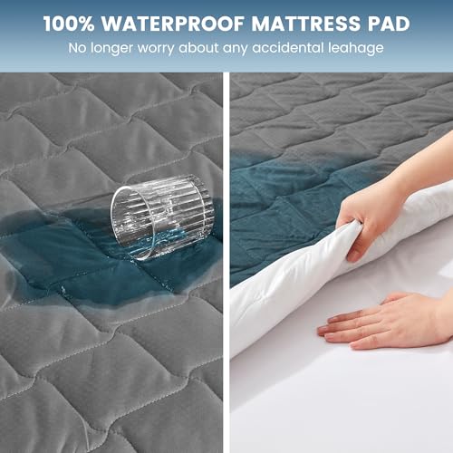 SLEEP ZONE Waterproof Queen Mattress Protector - Deep Pocket Grey