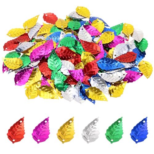 PENTA ANGEL Christmas Sequins Confetti 30g Leaf Variant – Assorted Plastic Spangles for Sewing & Embellishment