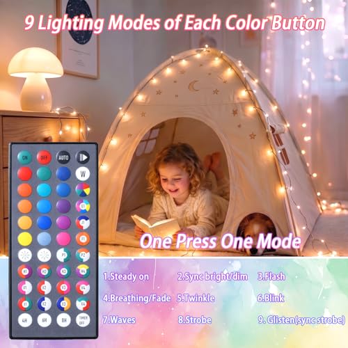 Color Changing Fairy Lights 66FT 200LED RGB 34 Colors Waterproof USB & Battery Operated Green Wire 2 Pack