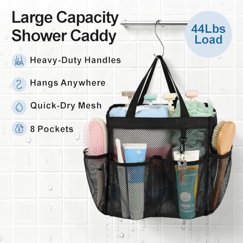 Mesh Shower Caddy Portable 8-Pocket Hanging Toiletry Organizer