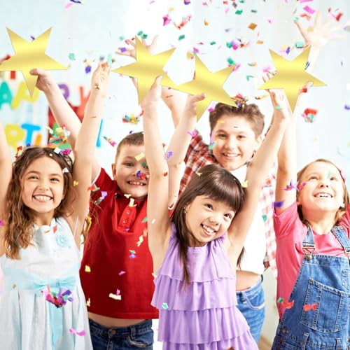 100 Pcs 6-Inch Gold Star Cutouts - Double-Sided Glitter Paper Stars