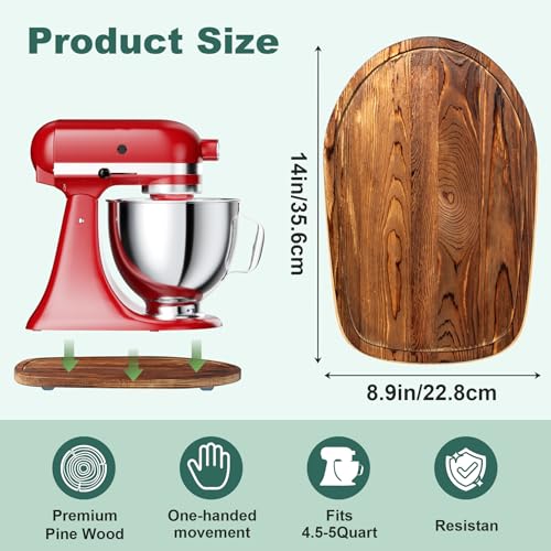 Pine Wood Sliding Tray for 4.5-5 Quart Tilt-Head Stand Mixers