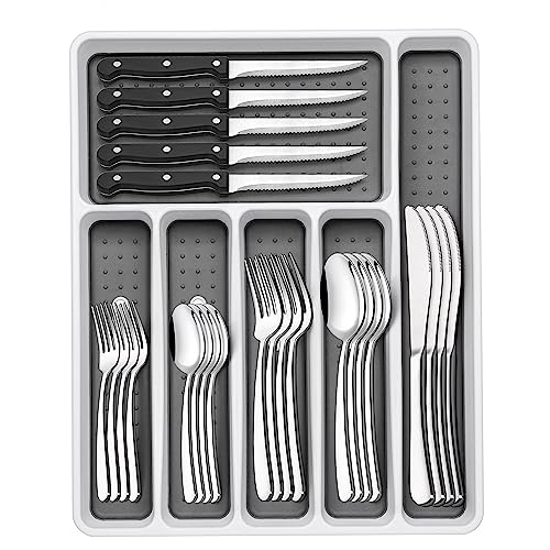 49-Piece Stainless Steel Flatware Set for 8 with Drawer Organizer
