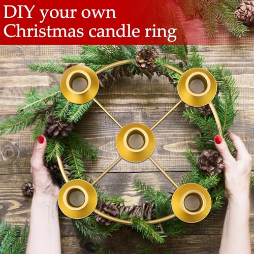 4-Pack Gold Metal Christmas Advent Wreath Candle Holder Ring, 8.5 Inch