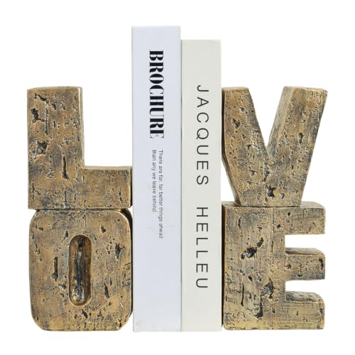 Kakizzy Copper Love Book Ends - Modern Decorative Heavy Duty Shelf Support