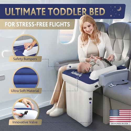 Inflatable Toddler Airplane Bed with Safety Belt - Soft Travel Air Mattress