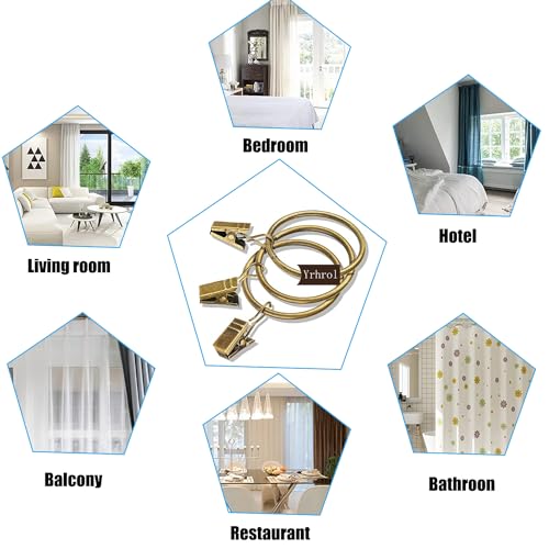 40 Pcs 1-Inch Antique Brass Curtain Rings with Clips for Drapery