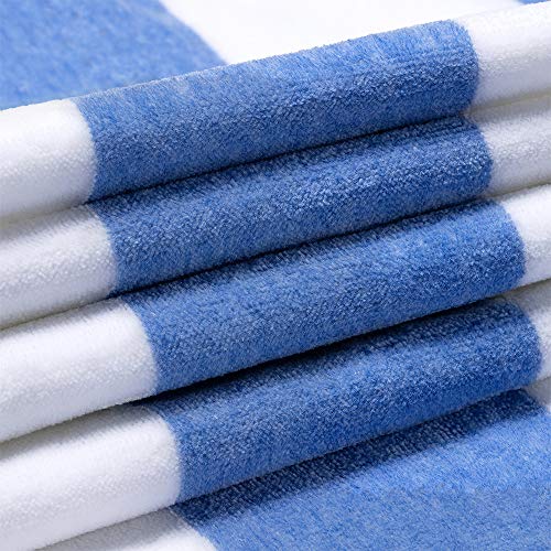 HENBAY Oversized Cotton Beach Towel - 70x35 Blue Striped Cabana Towel