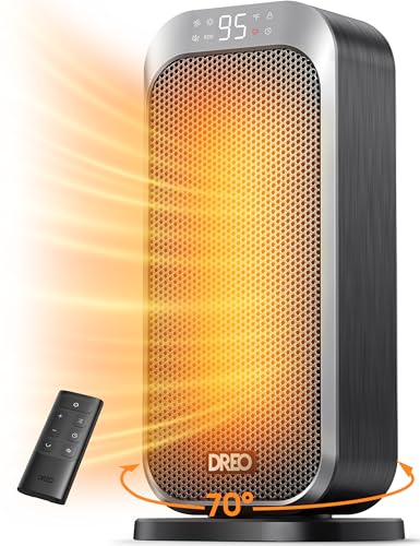 Quiet Portable Space Heater 1500W with Remote and 70° Oscillation