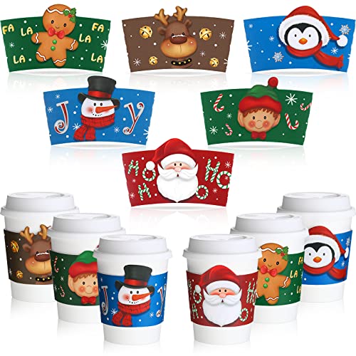 Faccito 120 Pack Christmas Coffee Cup Sleeves for 12 oz & 16 oz Hot Drinks