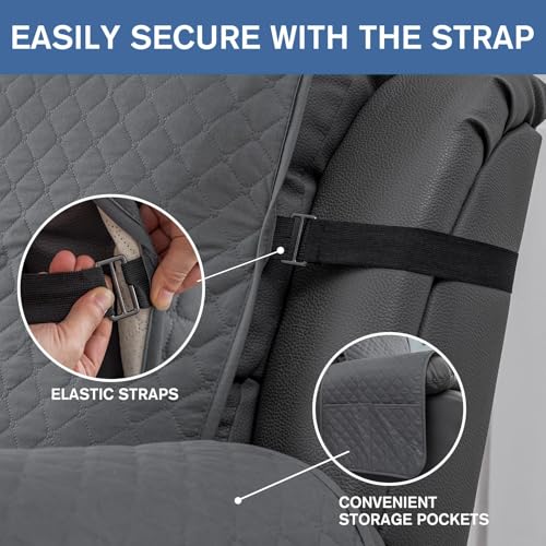 Water Resistant Recliner Cover with Pockets - Dark Gray