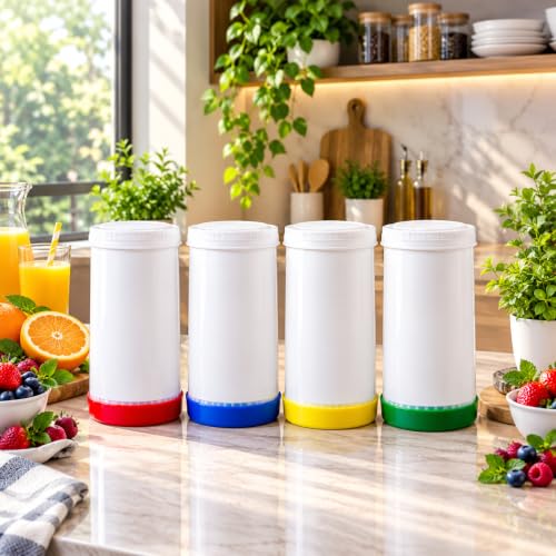Trendy Bartender 4-Pack 32oz Color-Coded Juice Bottles with Lids for Bar & Home Use