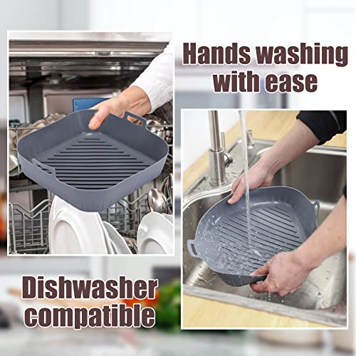 Square Silicone Air Fryer Liners - 9-Inch Reusable Non-Stick Basket Pot