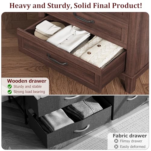 5-Drawer Vertical Dresser, Tall Wooden Storage Chest for Bedroom