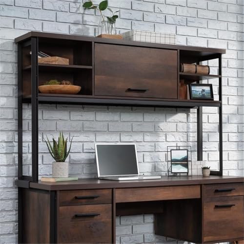 UrbanPro 60-Inch Engineered Wood and Metal Hutch with Adjustable Shelves and Barrister Door
