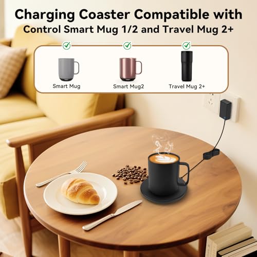 Cisain Black Charging Coaster for Smart Mug 2 & 1 with Temperature Control – Replacement Power Cord