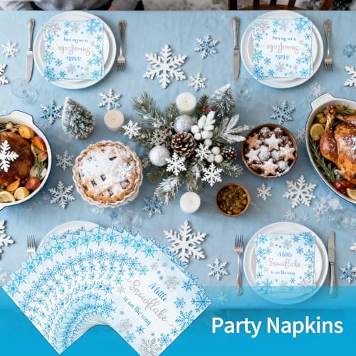 Snowflake Disposable Napkins 50Pcs for Winter Holiday Parties