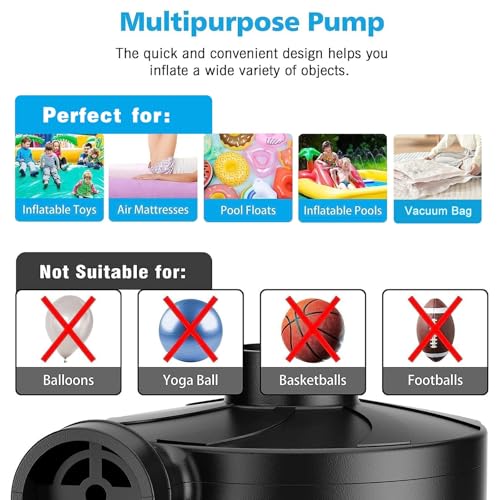 Portable Electric Air Pump for Inflatables - Quick-Fill AC Pump with 3 Nozzles