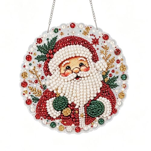 Christmas Pearl Diamond Painting Suncatcher Kit - 3D Beaded Holiday Wall Decor
