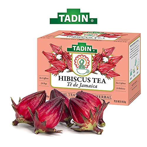Tadin Herb & Tea Co. Hibiscus Herbal Tea. Caffeine Free. 24 Tea Bags. 1.44 oz. Pack of 6