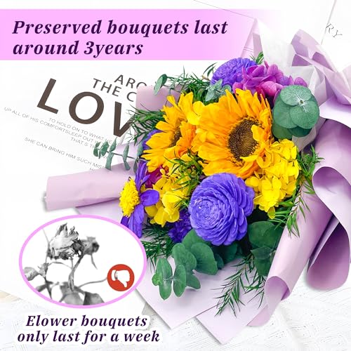 Preserved Flower Bouquet in Gift Box - Long-Lasting Real Dried Floral Arrangement