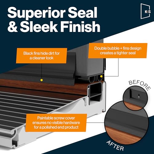 Adjustable Double Bubble Door Sweep & Draft Stopper - 36" x 1 3/4", Black