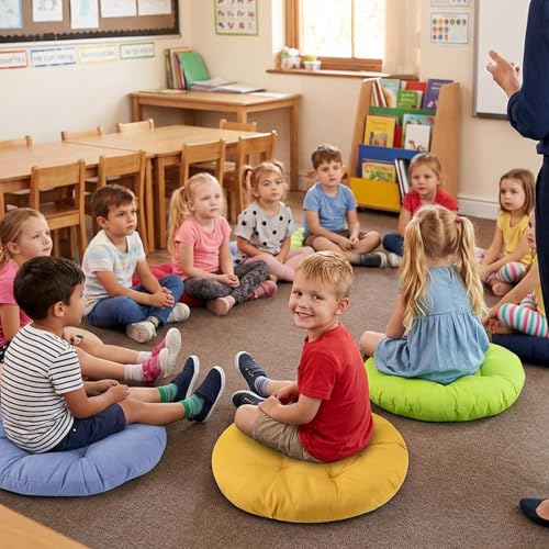 12-Piece 16-Inch Round Floor Cushion Set for Kids Flexible Seating