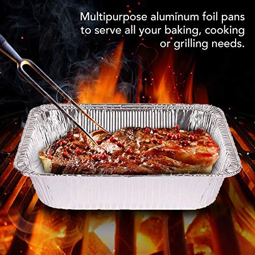 9x13 Disposable Aluminum Foil Pans (30 Pack) - Half Size Deep Steam Table Trays