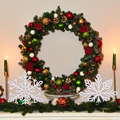12-Pack 12" Glitter Snowflake Ornaments - Large Plastic Winter Decor