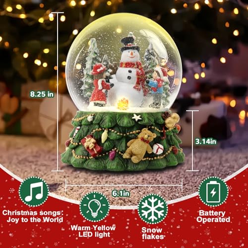 Light-Up Musical Christmas Snow Globe - 8.25-Inch Snowman Holiday Decor