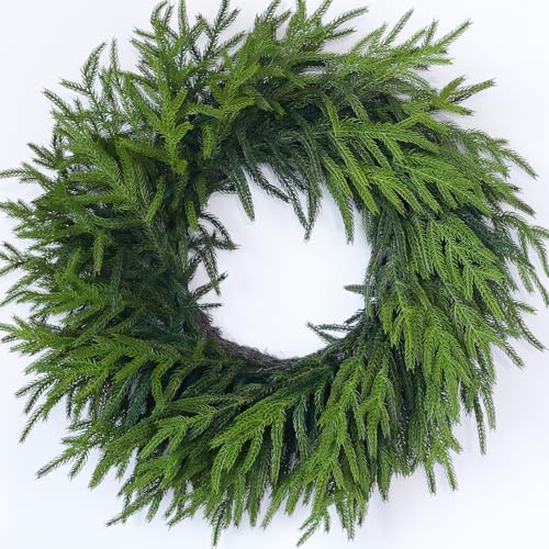 24-Inch Artificial Norfolk Pine Christmas Wreath for Front Door