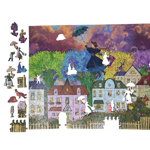 Wooden Jigsaw Puzzle for Adults - Unique Shaped Pieces - Made in USA - 414 Pieces