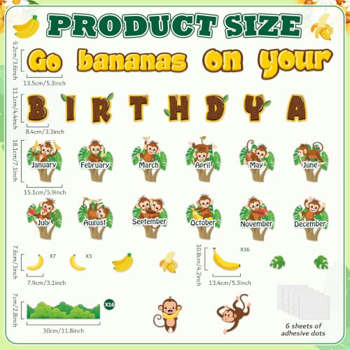Jungle Monkey Birthday Bulletin Board Set for Classroom Wall Decor
